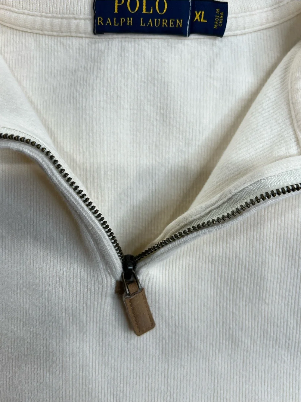 Polo by Ralph Lauren Men’s Cream Half-Zip Sweater with Navy Pony XL